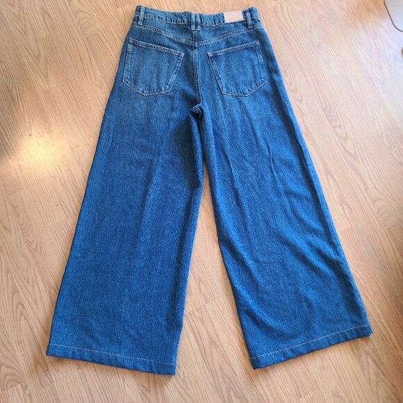NEW NWOT! PAIGE DENIM PORTIA INSET POCKET FRONT SEAM WIDE LEG JEANS BRONX sz 29 - Picture 4 of 9